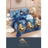 Set Lenjerie de Pat din Finet cu 2 Fete, 6 Piese, Pat 2 Persoane, Albastru-Galben, LDF-048