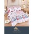 Set Lenjerie de Pat din Finet cu 2 Fete, 6 Piese, Pat 2 Persoane, Alb-Roz, unicorn, LDF-120