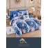 Set Lenjerie de Pat din Finet cu 2 Fete, 6 Piese, Pat 2 Persoane, Albastru-Alb, fluturi, LDF-122