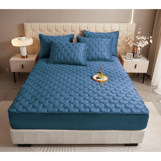 Huse/Topper pentru saltea cu elastic 180x200, Albastru, HTC-025 Husa/Topper cu ELASTIC 180-200 cm