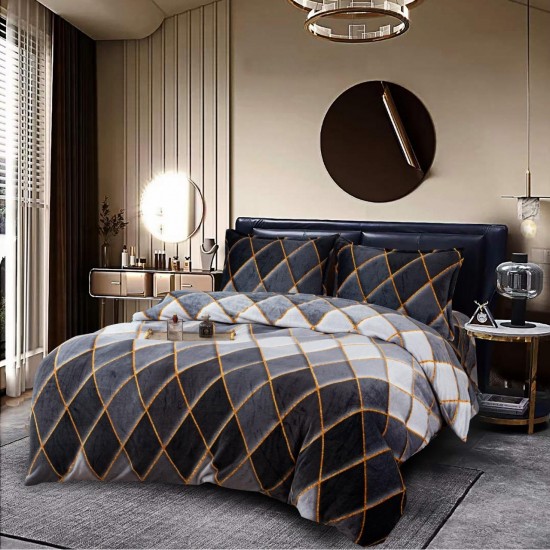 Lenjerie Cocolino Pat Dublu 4 Piese – Model Crem cu Stele Colorate, LDC-154 Lenjerii Cocolino 4 piese