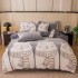 Set Lenjerie Pufoasa Cocolino cu Elastic, 4 Piese, Pat 2 Persoane, Gri-Crem, bear, LEC-093