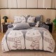 Set Lenjerie Pufoasa Cocolino cu Elastic, 4 Piese, Pat 2 Persoane, Gri-Crem, bear, LEC-093 Lenjerii Cocolino 4 piese cu ELASTIC