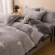 Set Lenjerie Pufoasa Cocolino cu Elastic, 4 Piese, Pat 2 Persoane, Gri-Galben, stele, LEC-098 Lenjerii Cocolino 4 piese cu ELASTIC