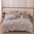 Set Lenjerie Pufoasa Cocolino cu Elastic, 4 Piese, Pat 2 Persoane, Gri-Bej, linii, LEC-100