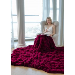 Patura CoCoLiNo Pufoasa din Blanita artificiala de iepure, 200x230 cm, Bordo, PCI-021