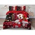 Set Lenjerie Pat Dublu 6 Piese Bumbac Finet – Model Câine Crăciun, Roșu cu Alb, Tematică de Sărbătoare, LTC-050