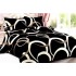 Set Lenjerie Pufoasa Cocolino cu Elastic, 4 Piese, Pat 2 Persoane, Negru-Crem, cercuri, LEC-083