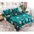 Set Lenjerie Pufoasa Cocolino cu Elastic, 4 Piese, Pat 2 Persoane, Verde-Alb, flori, LEC-056