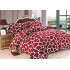 Set Lenjerie Pufoasa Cocolino cu Elastic, 4 Piese, Pat 2 Persoane, Rosu-Alb, animal print, LEC-058