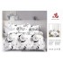 Set Lenjerie de Pat din Finet cu 2 Fete, 6 Piese, Pat 2 Persoane, Alb-Negru, luna, OLD-013