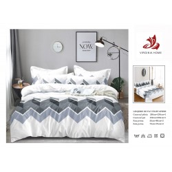 Set Lenjerie de Pat din Finet cu 2 Fete, 6 Piese, Pat 2 Persoane, Alb, zig zag, OLD-046