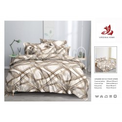 Set Lenjerie de Pat din Finet cu 2 Fete, 6 Piese, Pat 2 Persoane, 6 piese, Bej, OLD-035