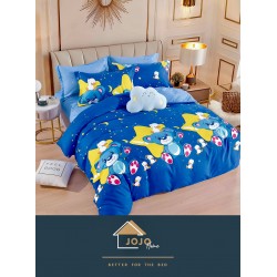 Lenjerie de Pat din Finet, 4 Piese, Pat 1 Persoana, Albastru, ursulet, LFS-107
