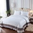 Set Cuvertura de Pat din Catifea cu Broderie Aurie, 235x255cm, Alb, CCB-032