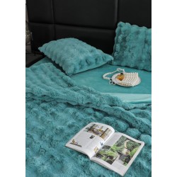 Lenjerie de pat, DeLuxe, cocolino tip blăniță iepure, 2 persoane, 6 piese, Verde, LCE-029