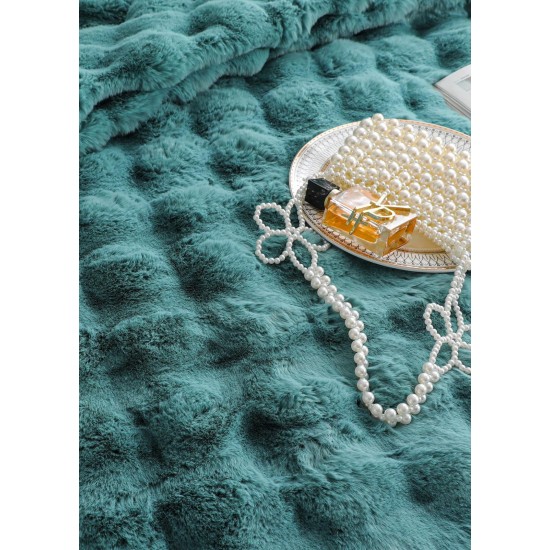 Lenjerie de pat, DeLuxe, cocolino tip blăniță iepure, 2 persoane, 6 piese, Verde, LCE-029 Lenjerii Blanita Iepure