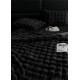 Lenjerie de pat, DeLuxe, cocolino tip blăniță iepure, 2 persoane, 6 piese, Negru, LCE-027 Lenjerii Blanita Iepure