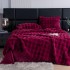 Lenjerie de pat, DeLuxe, cocolino tip blăniță iepure, 2 persoane, 6 piese, Bordo, LCE-074
