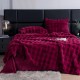 Lenjerie de pat, DeLuxe, cocolino tip blăniță iepure, 2 persoane, 6 piese, Bordo, LCE-074 Lenjerii Blanita Iepure