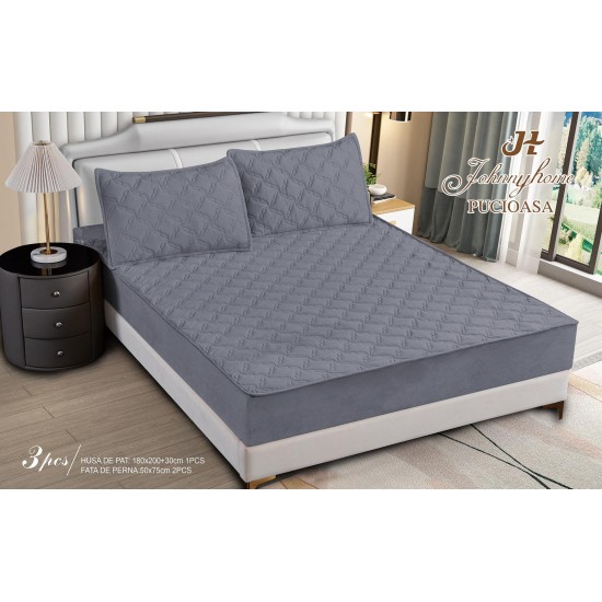 Huse/Topper pentru saltea cu elastic 180x200, Gri, HTC-051 Husa/Topper cu ELASTIC 180-200 cm