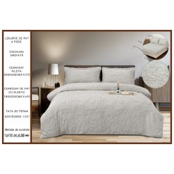 Set Lenjerie Pufoasa Cocolino Grofata cu Elastic, 4 Piese, Pat 2 Persoane, Gri, LEC-105
