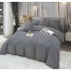 Lenjerie de pat, cu Broderie, Cocolino tip Blăniță Iepure, 2 Persoane, 6 Piese, cu ELASTIC, Gri inchis, LCE-076 Lenjerii Blanita Iepure