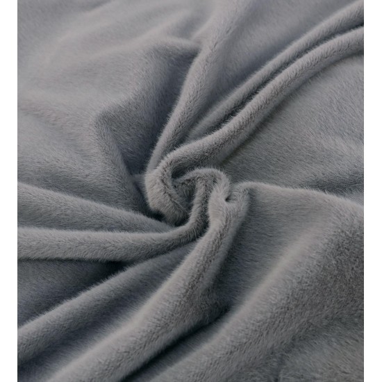 Lenjerie de pat, cu Broderie, Cocolino tip Blăniță Iepure, 2 Persoane, 6 Piese, cu ELASTIC, Gri inchis, LCE-076 Lenjerii Blanita Iepure