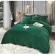 Lenjerie de pat, cu Broderie, Cocolino tip Blăniță Iepure, 2 Persoane, 6 Piese, cu ELASTIC, Verde smarald, LCE-077 Lenjerii Blanita Iepure