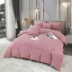 Lenjerie de pat, cu Broderie, Cocolino tip Blăniță Iepure, 2 Persoane, 6 Piese, cu ELASTIC, Roz, LCE-079 Lenjerii Blanita Iepure