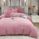 Lenjerie de pat, cu Broderie, Cocolino tip Blăniță Iepure, 2 Persoane, 6 Piese, cu ELASTIC, Roz, LCE-079 Lenjerii Blanita Iepure