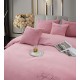 Lenjerie de pat, cu Broderie, Cocolino tip Blăniță Iepure, 2 Persoane, 6 Piese, cu ELASTIC, Roz, LCE-079 Lenjerii Blanita Iepure