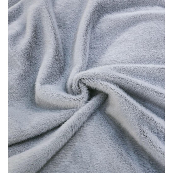Lenjerie de pat, cu Broderie, Cocolino tip Blăniță Iepure, 2 Persoane, 6 Piese, cu ELASTIC, Gri deschis, LCE-080 Lenjerii Blanita Iepure