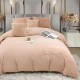 Lenjerie de pat, cu Broderie, Cocolino tip Blăniță Iepure, 2 Persoane, 6 Piese, cu ELASTIC, Bej, LCE-082 Lenjerii Blanita Iepure