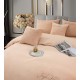 Lenjerie de pat, cu Broderie, Cocolino tip Blăniță Iepure, 2 Persoane, 6 Piese, cu ELASTIC, Bej, LCE-082 Lenjerii Blanita Iepure