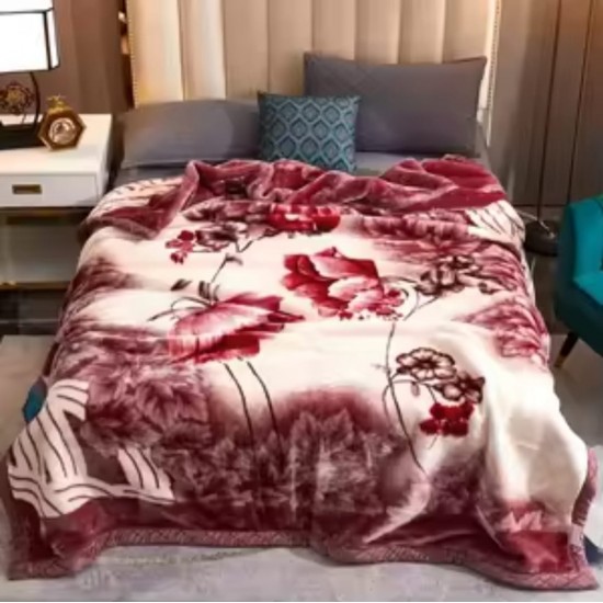 Patura Cocolino dubla si pufoasa perfecta pentru sezonul rece 200 x 230 cm, Bordo-Crem, flori, PCM-022 Paturi Cocolino 3,5 kg cu Model