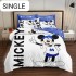 Lenjerie Pat, 1 Persoana, 4 piese, Bumbac Finet, Alb-Multicolor, Alb-Blue, Mickey, LCC-016