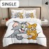 Lenjerie Pat, 1 Persoana, 4 piese, Bumbac Finet, Alb-Multicolor, Tom & Jerry, LCC-015