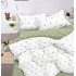 Lenjerie pat dublu, 4 piese, Bumbac Satinat Superior, Alb-Verde, inimioare, LDBS-239