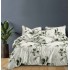 Lenjerie pat dublu, 4 piese, Bumbac Satinat Superior, Alb, frunze, LDBS-242