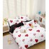Lenjerie pat dublu, 4 piese, Bumbac Satinat Superior, Alb-Rosu, inimi, LDBS-246
