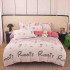 Set Lenjerie Pufoasa Cocolino cu Elastic, 4 Piese, Pat 2 Persoane, Alb-Roz, rabbit, LEC-099
