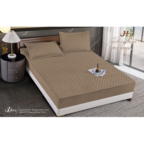 Huse/Topper pentru saltea cu elastic 160x200, Maro deschis, HTC-013 Husa/Topper cu ELASTIC 160-200 cm
