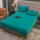 Lenjerie pat dublu, Super Pufoasa, din Blanita artificiala de Iepure, 4 piese, cu ELASTIC, Turquoise, LCE-048 Lenjerii Blanita Iepure