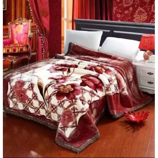 Patura Cocolino dubla si pufoasa perfecta pentru sezonul rece 200 x 230 cm, Bordo, flori, PCM-024 Paturi Cocolino 3,5 kg cu Model