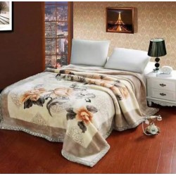 Patura Cocolino dubla si pufoasa perfecta pentru sezonul rece 200 x 230 cm, Crem-Bej, flori, PCM-025