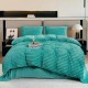 Lenjerie pat dublu, Super Pufoasa, din Blanita artificiala de Iepure, 4 piese, cu ELASTIC, Turquoise, LCE-048 Lenjerii Blanita Iepure