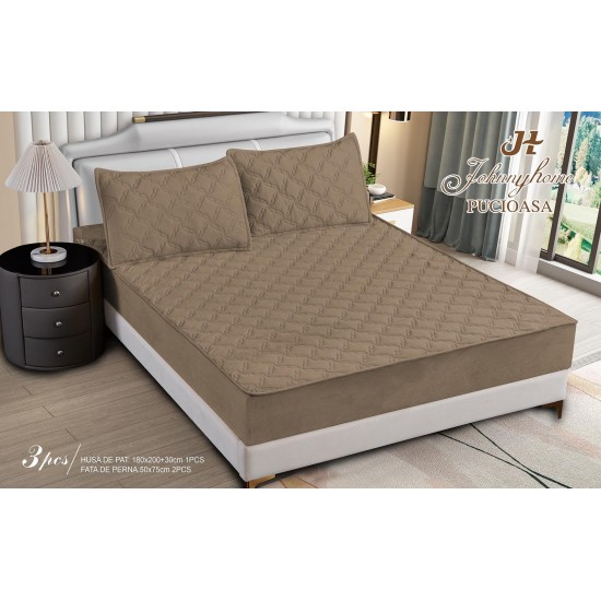Huse/Topper pentru saltea cu elastic 180x200, Maro deschis, HTC-001 Husa/Topper cu ELASTIC 180-200 cm