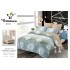 Set Lenjerie de pat din Finet Gros, Cearceaf cu ELASTIC, 6 Piese, Pat 2 Persoane, Bej-Gri, flori, LDE-090