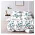 Set Lenjerie de Pat din Finet cu 2 Fete, 6 Piese, Pat 2 Persoane, Alb-Verde, flori, OLD-054